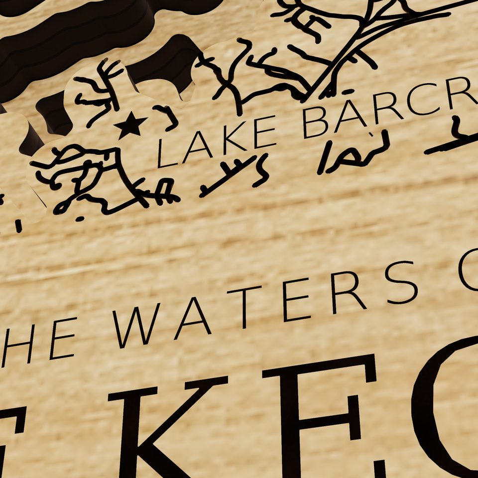 Lake Keowee 3D wood map, title view