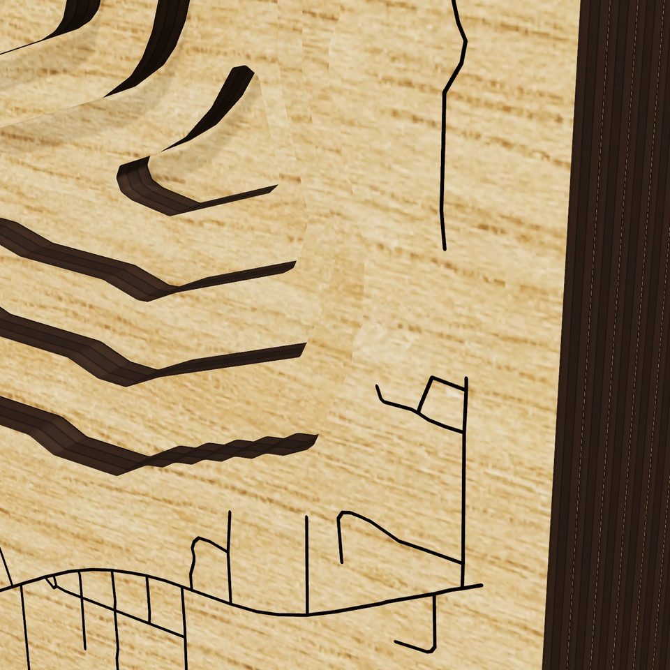 Lake Kerr 3D wood map, detail view
