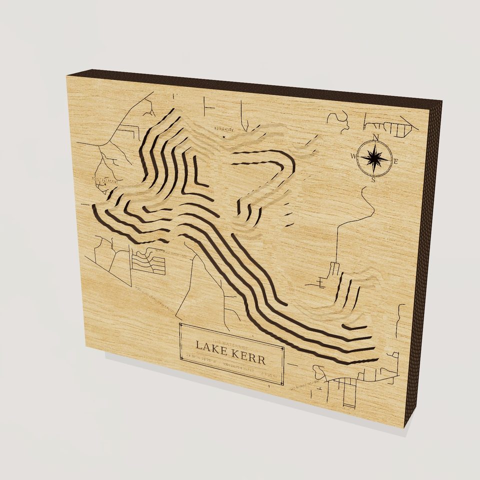 Lake Kerr 3D wood map, hero view