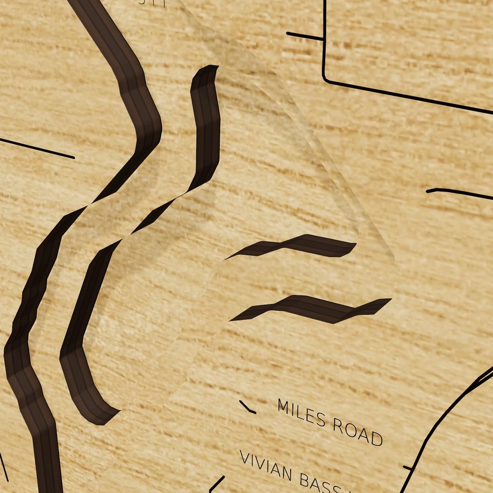 Lake Keystone 3D wood map, detail view
