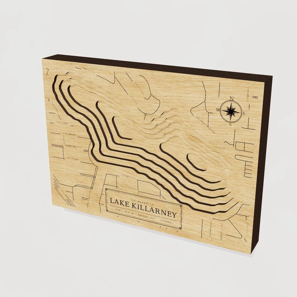Lake Killarney 3D wood map, hero view