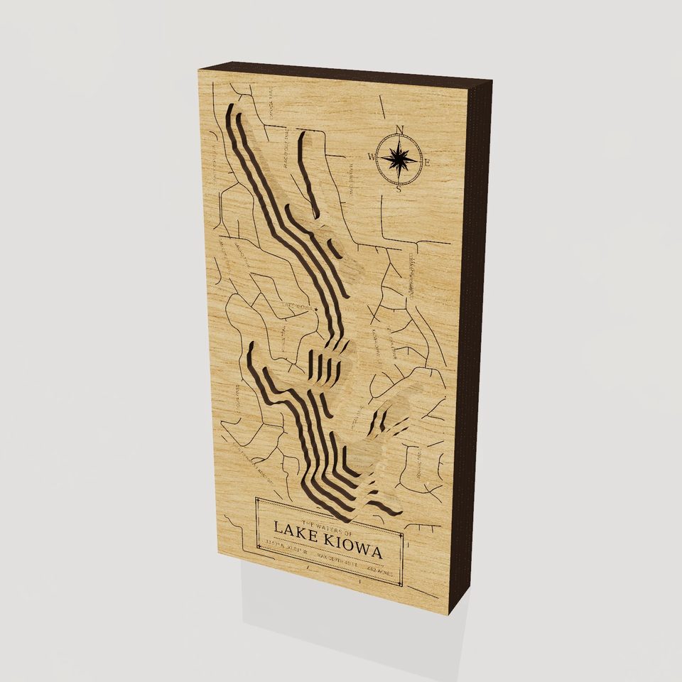 Lake Kiowa 3D wood map, hero view