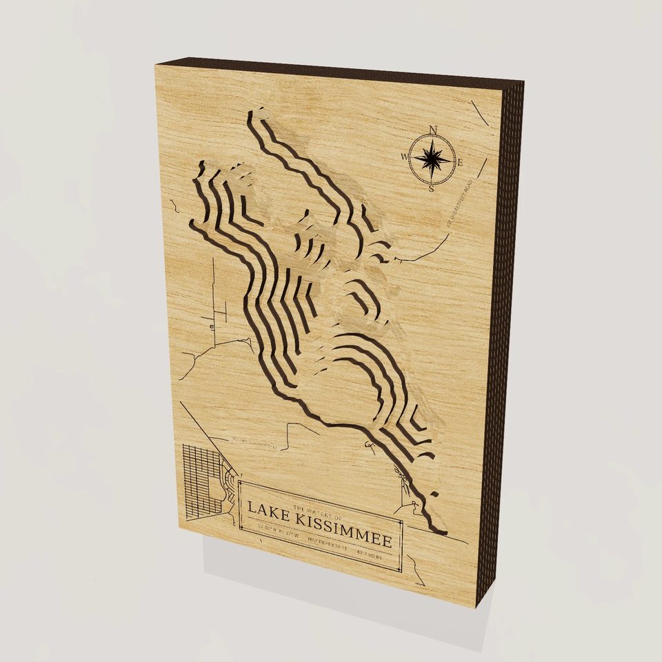Lake Kissimmee 3D wood map, hero view