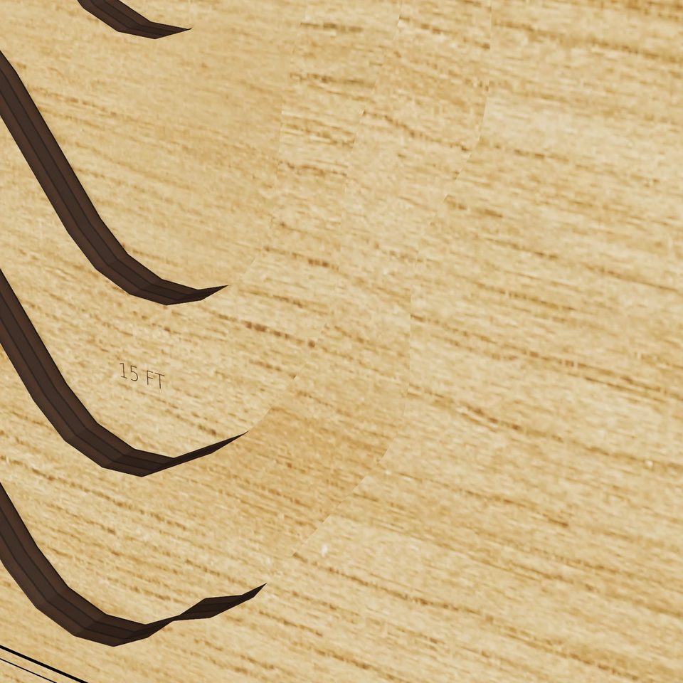 Lake Kitchawan 3D wood map, detail view