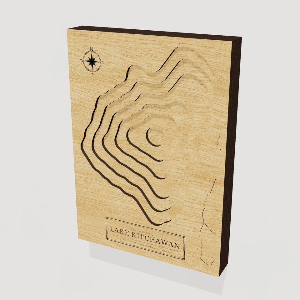 Lake Kitchawan 3D wood map, hero view