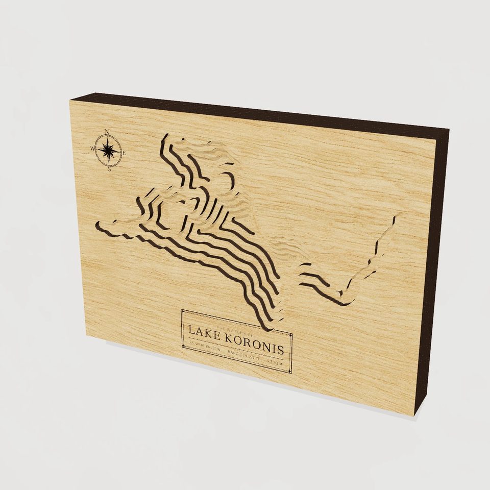 Lake Koronis 3D wood map, hero view
