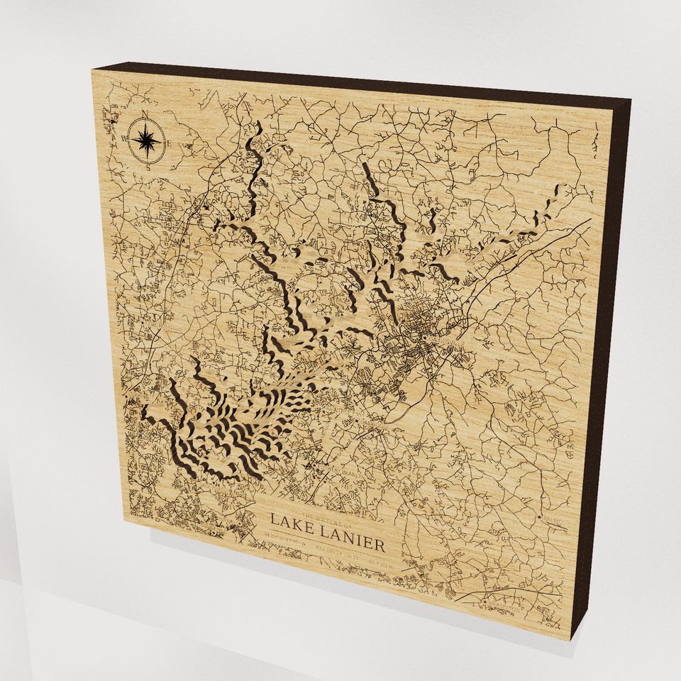 Lake Lanier 3D wood map, hero view