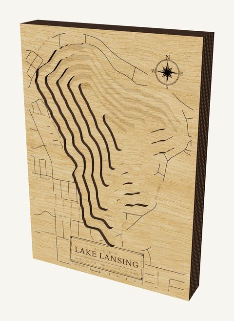 Lake Lansing wood map