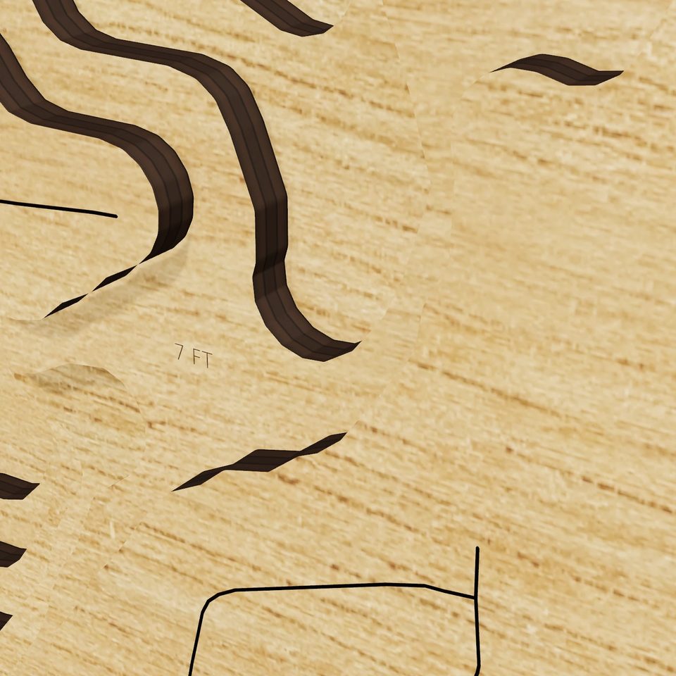 Lake Lapeer 3D wood map, detail view