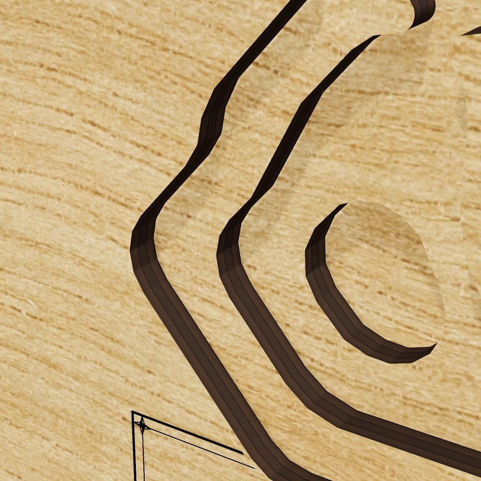 Lake Lawne 3D wood map, detail view