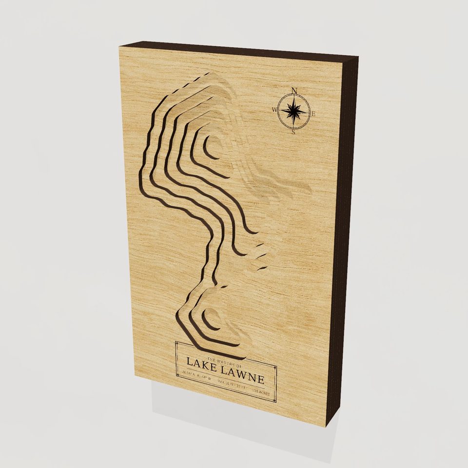 Lake Lawne 3D wood map, hero view