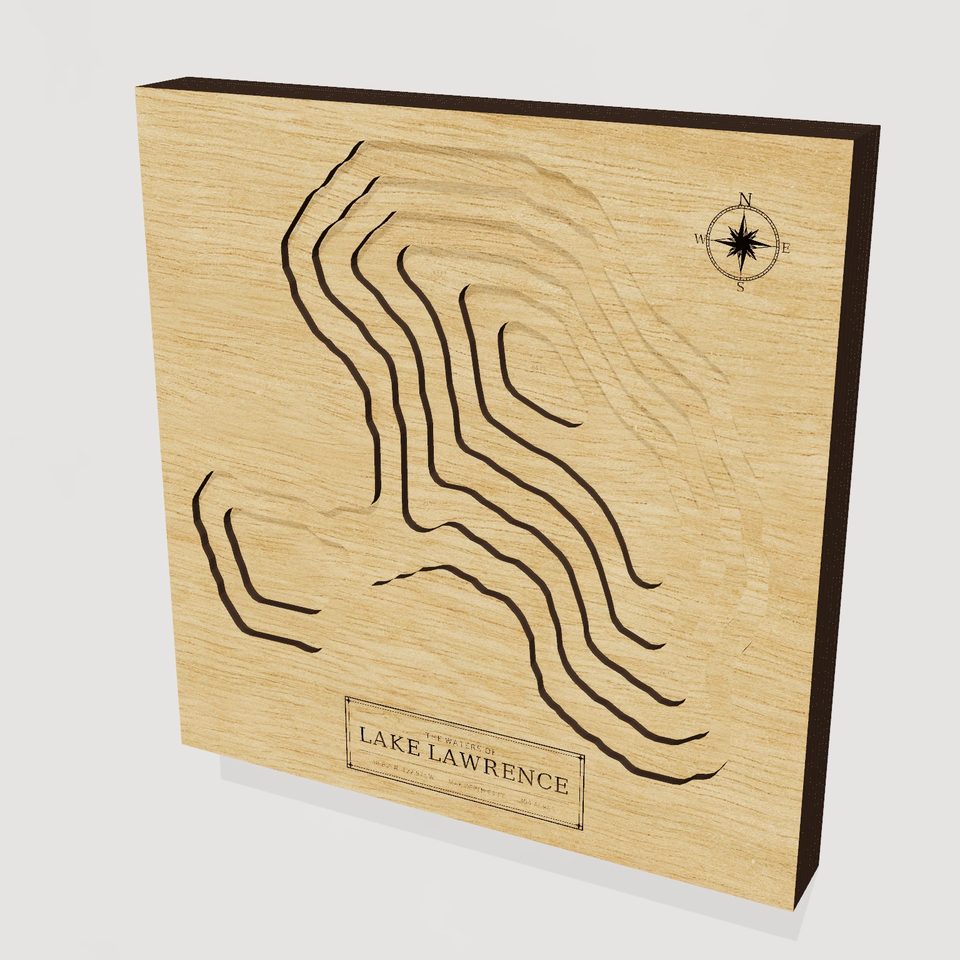 Lake Lawrence 3D wood map, hero view