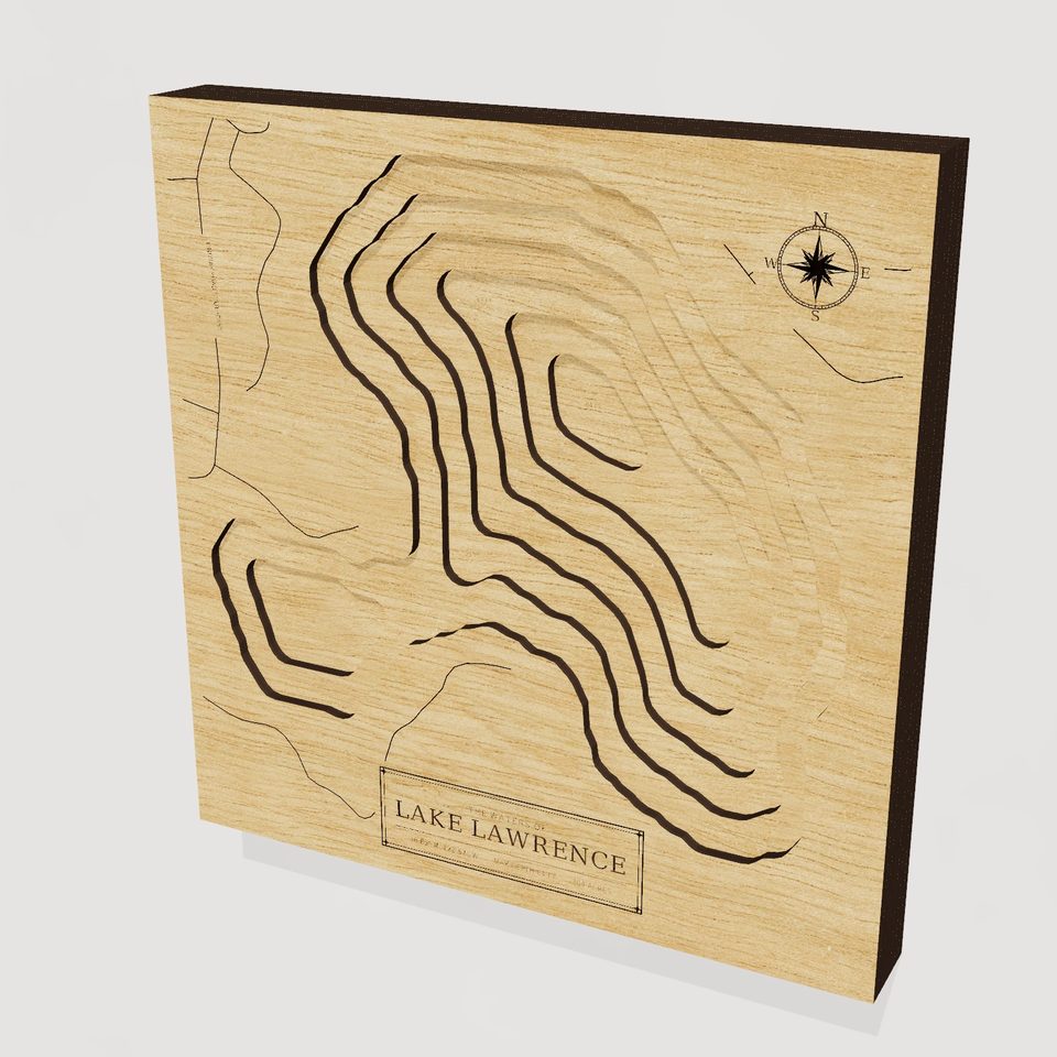 Lake Lawrence 3D wood map, hero view