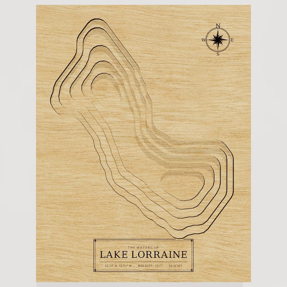 Lake Lorraine 3D wood map, front view