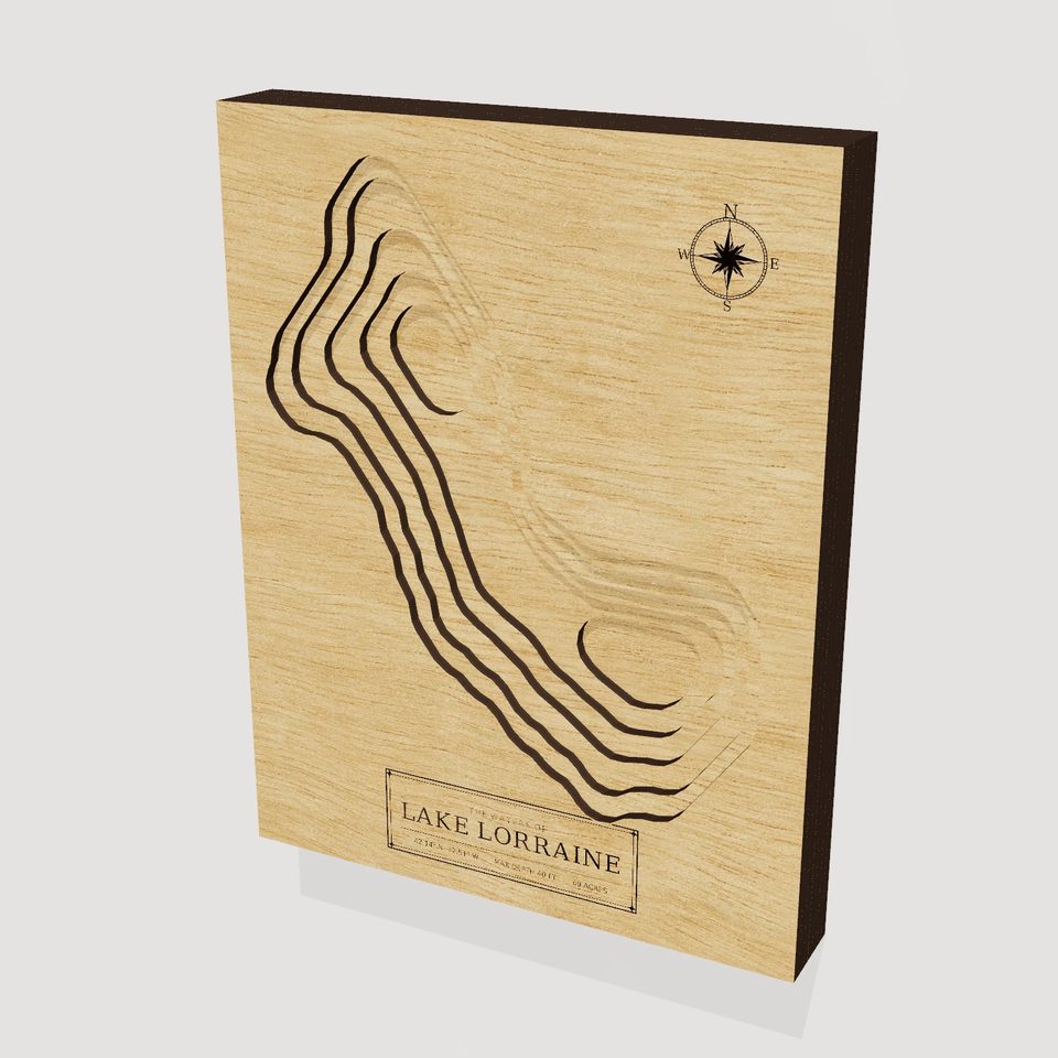 Lake Lorraine 3D wood map, hero view