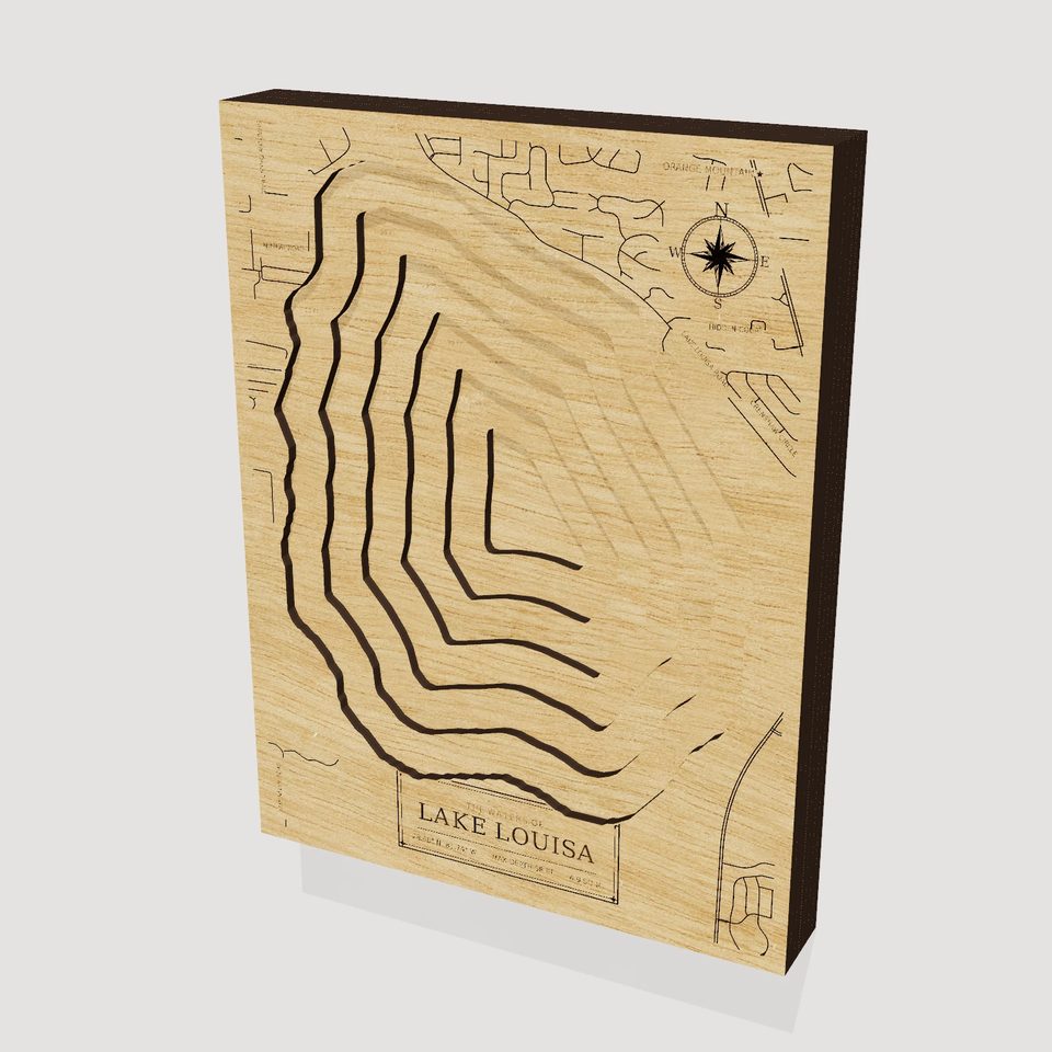 Lake Louisa 3D wood map, hero view
