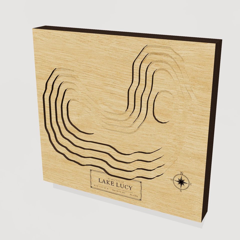Lake Lucy 3D wood map, hero view