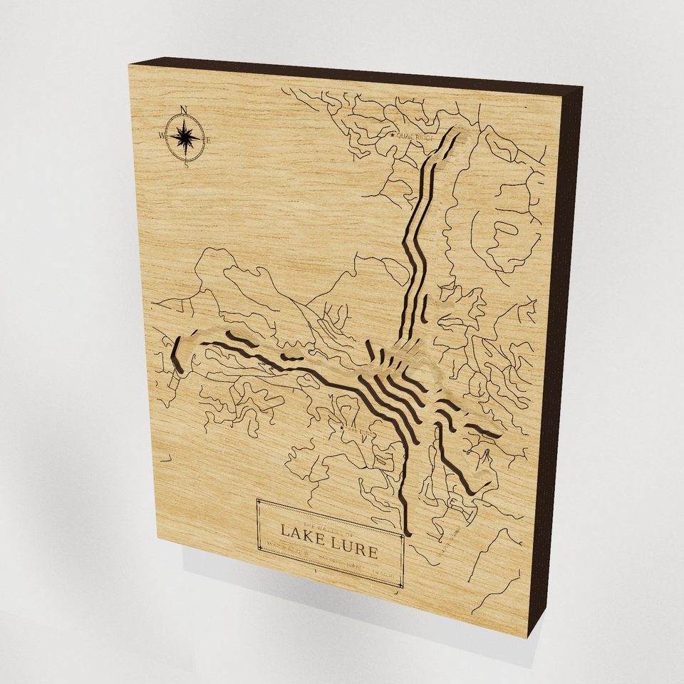 Lake Lure 3D wood map, hero view