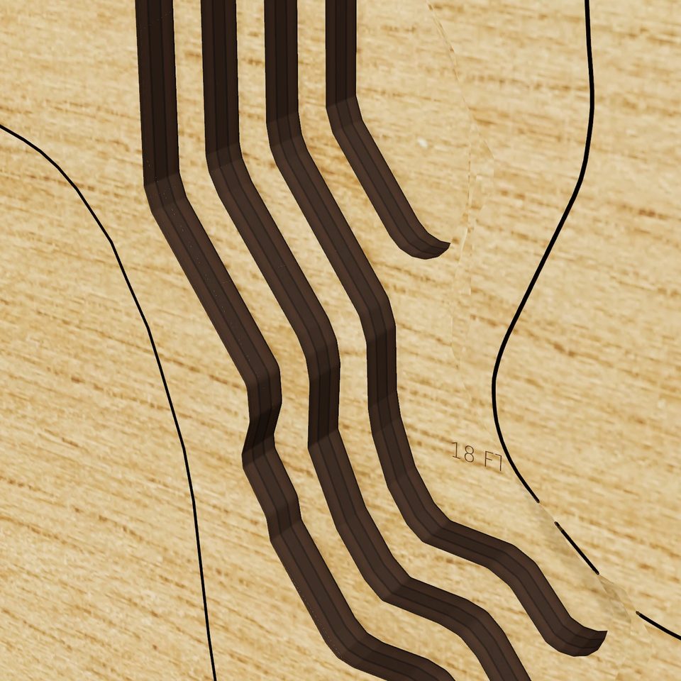 Lake Luzerne 3D wood map, detail view
