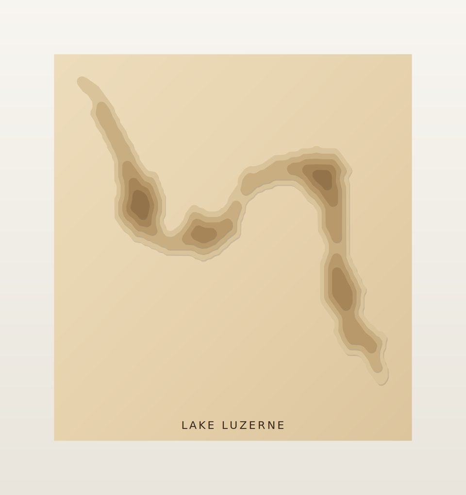 Lake Luzerne 3D wood map, preview view