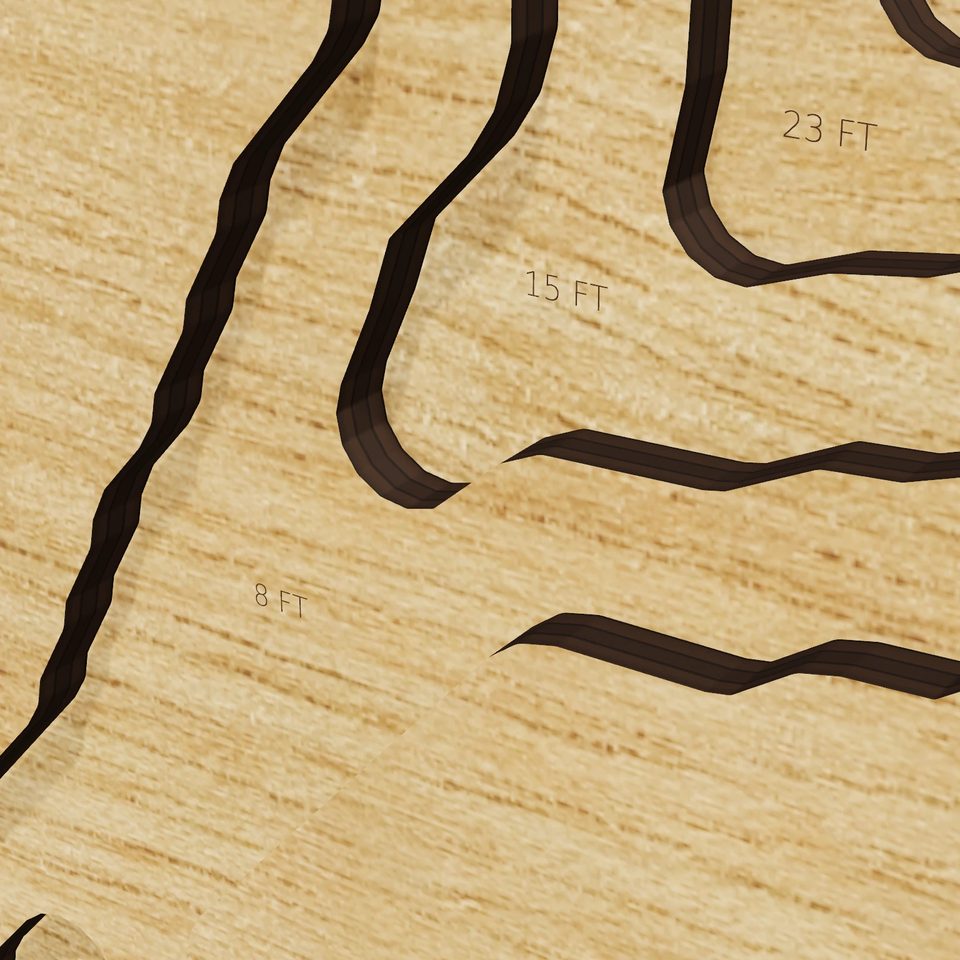 Lake Mabel 3D wood map, detail view