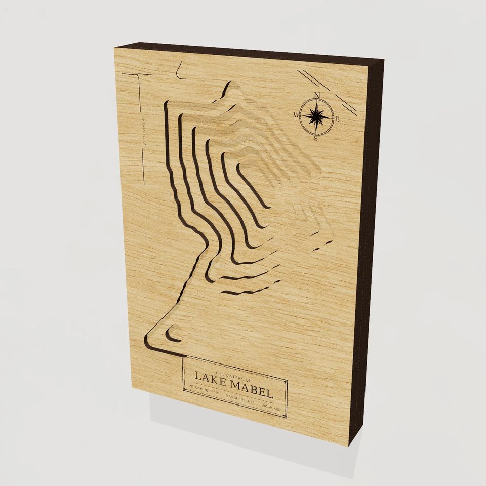Lake Mabel 3D wood map, hero view