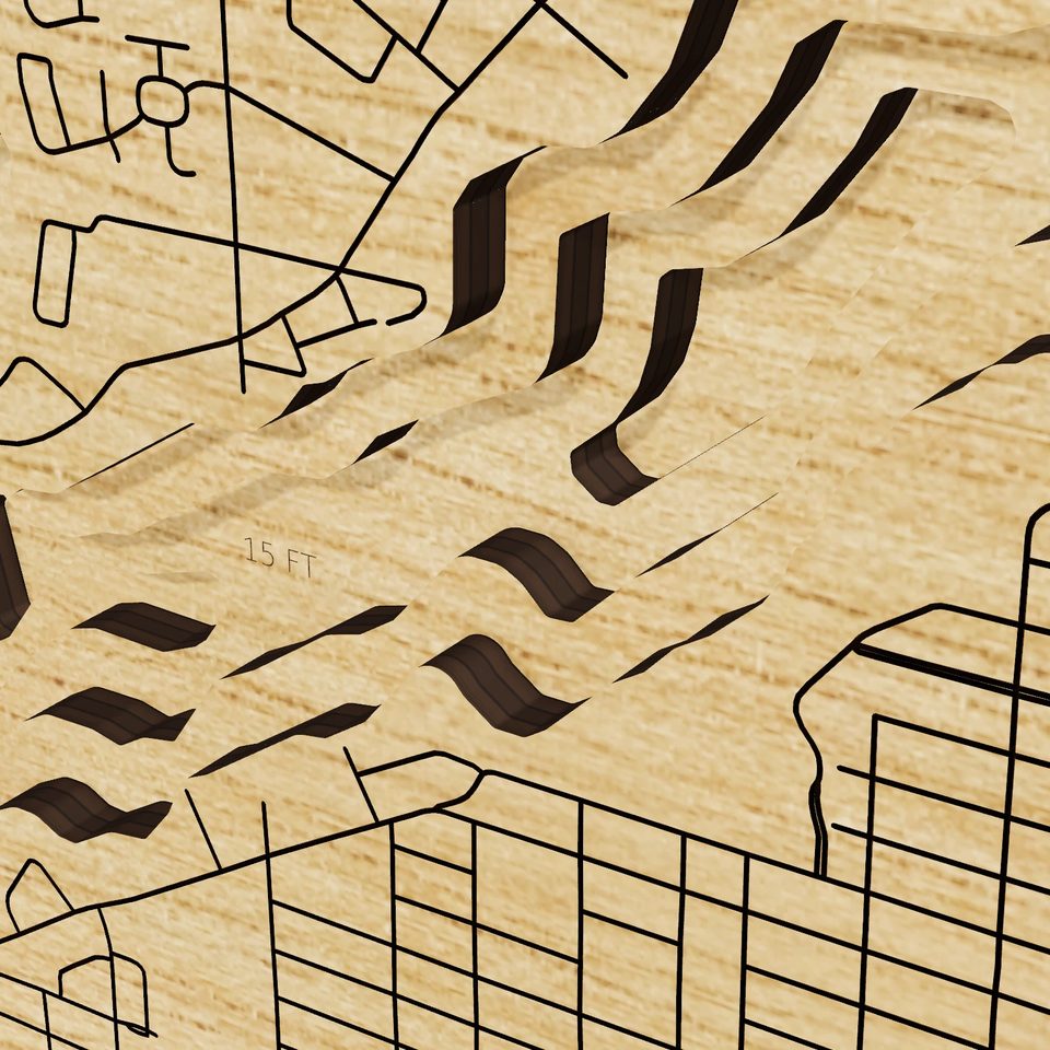 Lake Macatawa 3D wood map, detail view