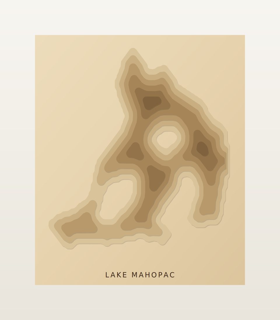 Lake Mahopac 3D wood map, preview view