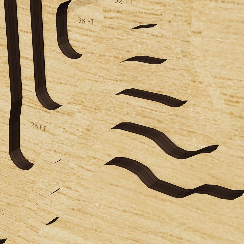 Lake Mallalieu 3D wood map, detail view