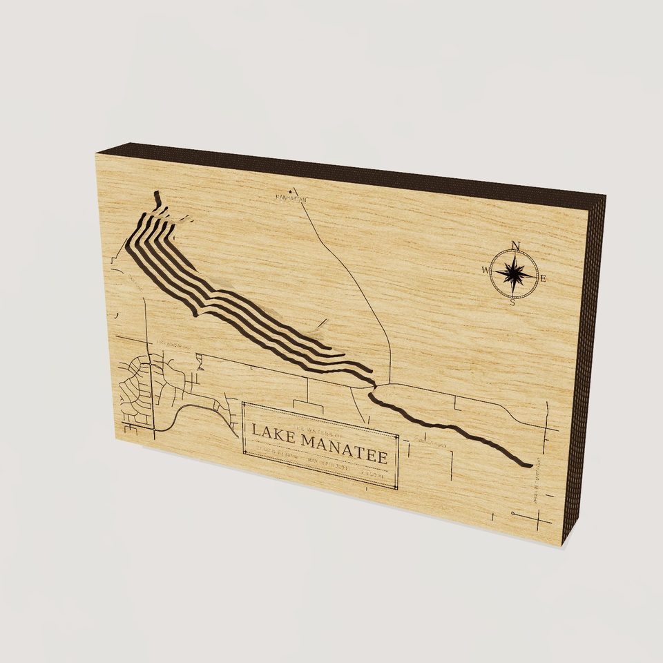 Lake Manatee 3D wood map, hero view