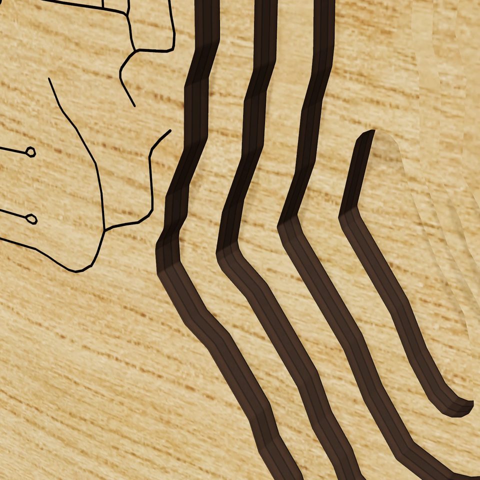 Lake Manitou 3D wood map, detail view