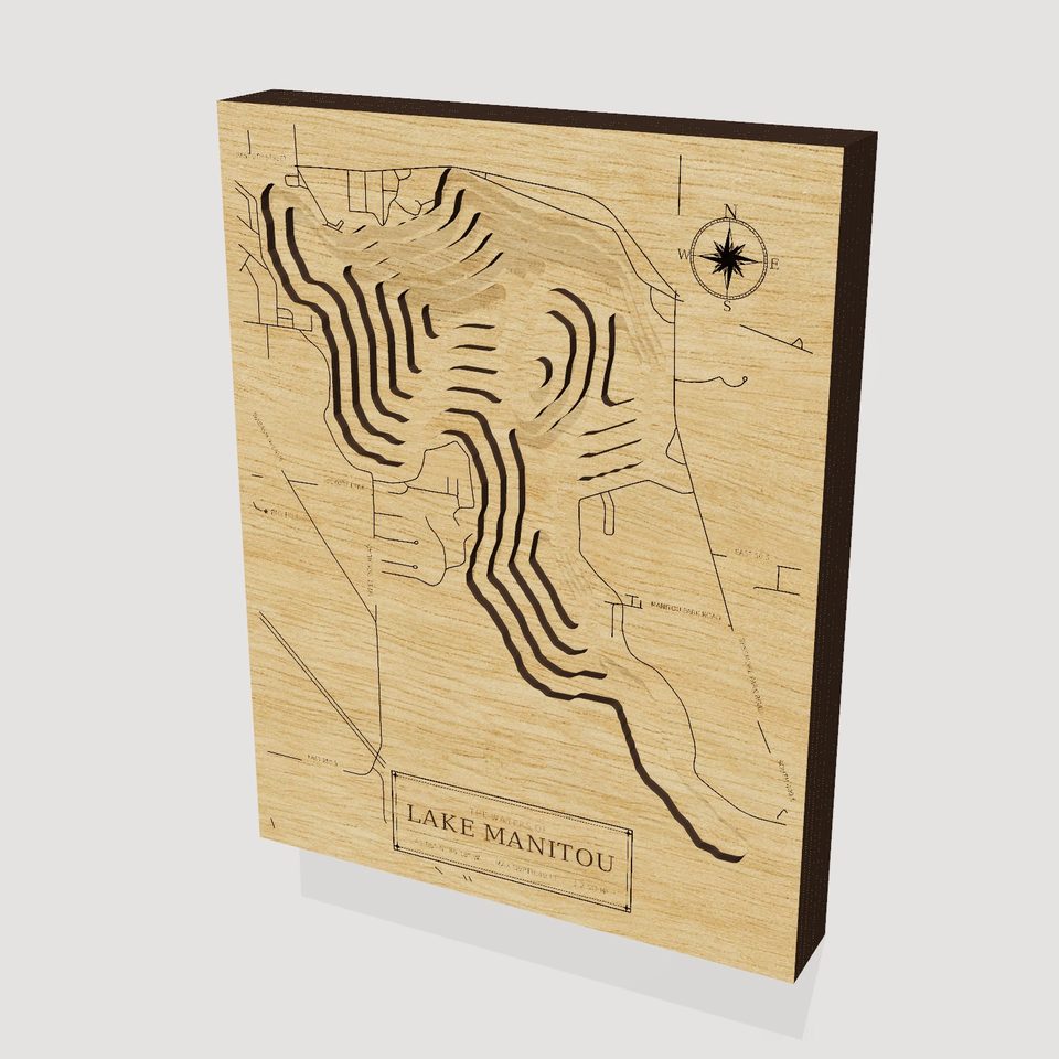 Lake Manitou 3D wood map, hero view