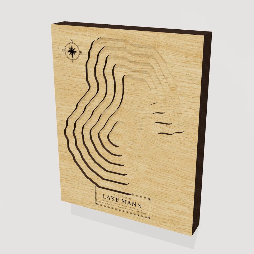 Lake Mann 3D wood map, hero view
