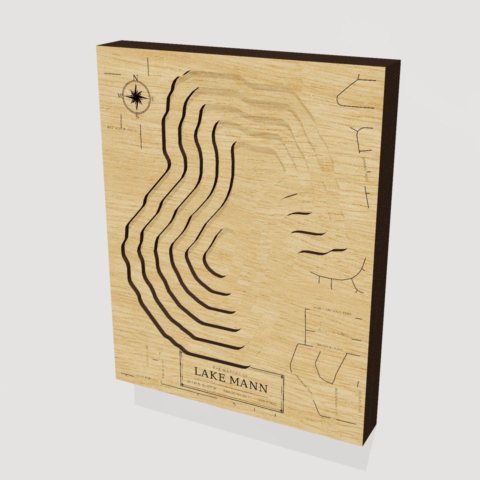 Lake Mann 3D wood map, hero view