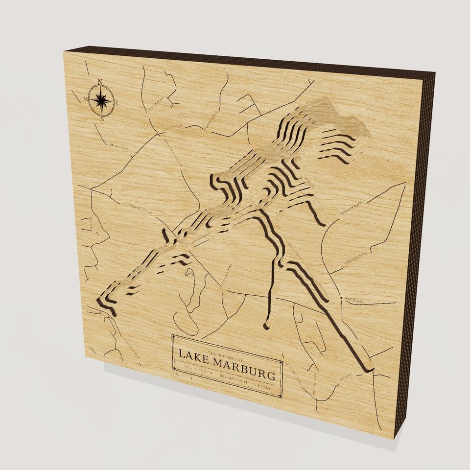 Lake Marburg 3D wood map, hero view