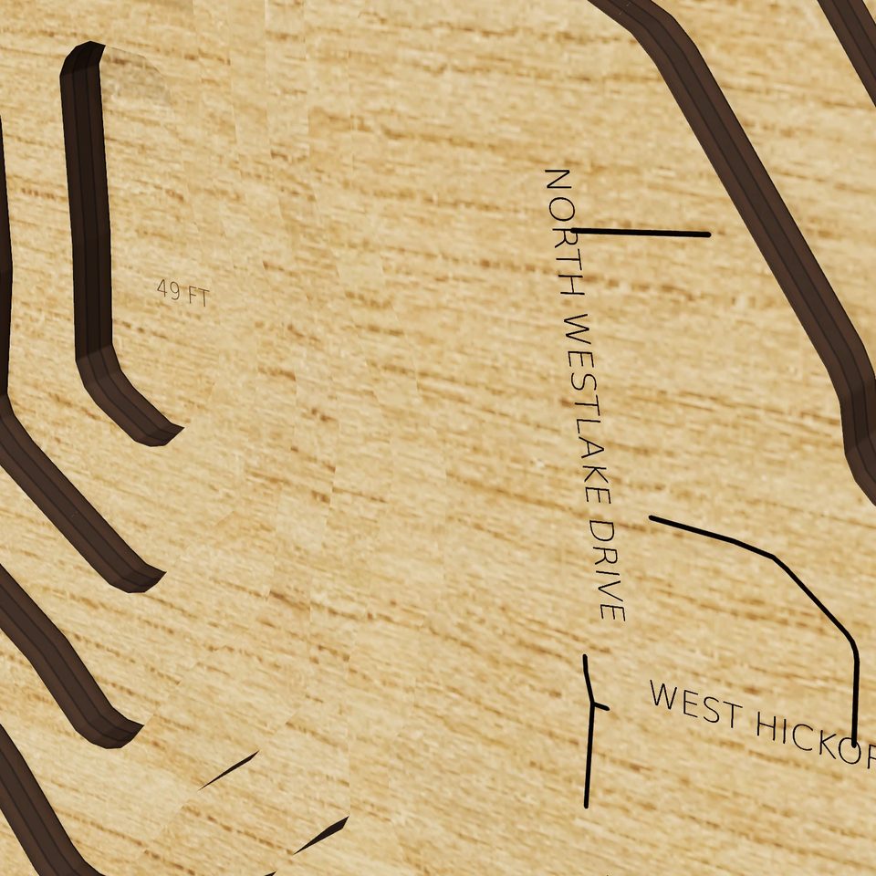Lake Marie 3D wood map, detail view