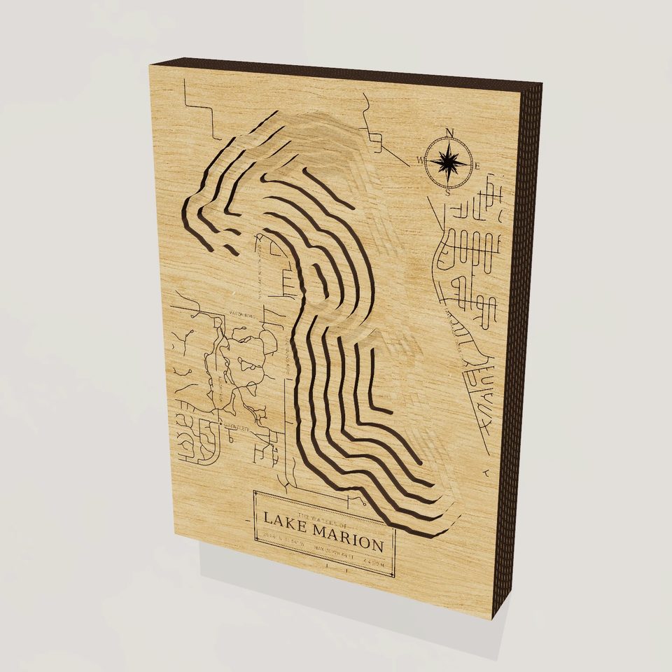 Lake Marion 3D wood map, hero view