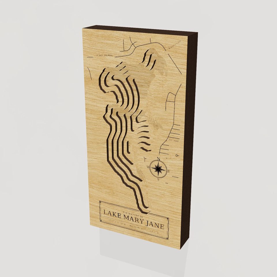Lake Mary Jane 3D wood map, hero view