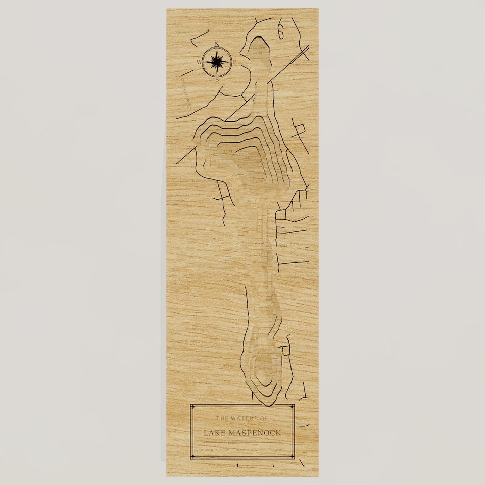 Lake Maspenock 3D wood map, front view