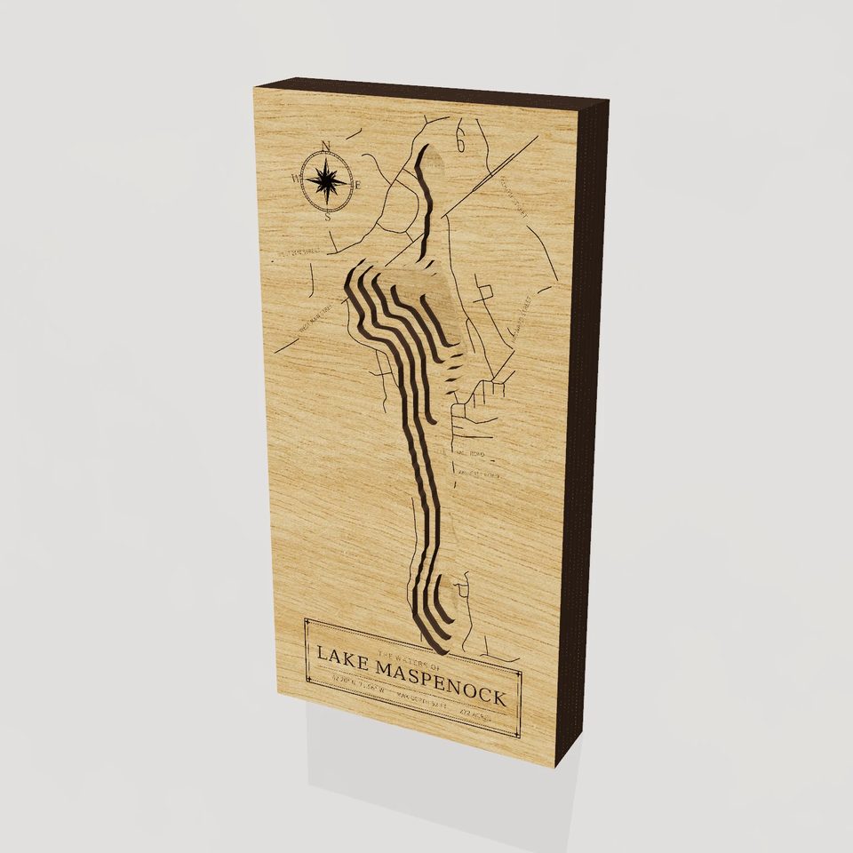 Lake Maspenock 3D wood map, hero view