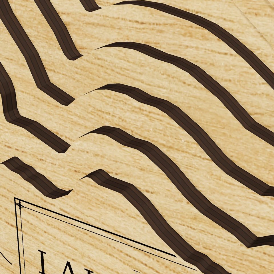 Lake Mathews 3D wood map, detail view