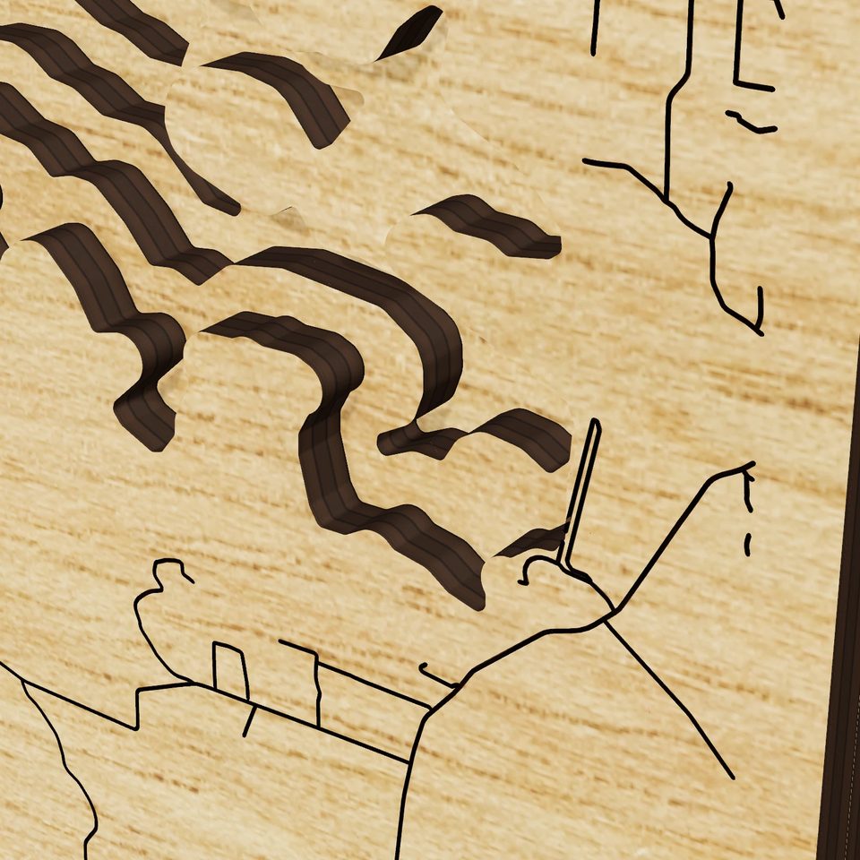Lake Maumelle 3D wood map, detail view