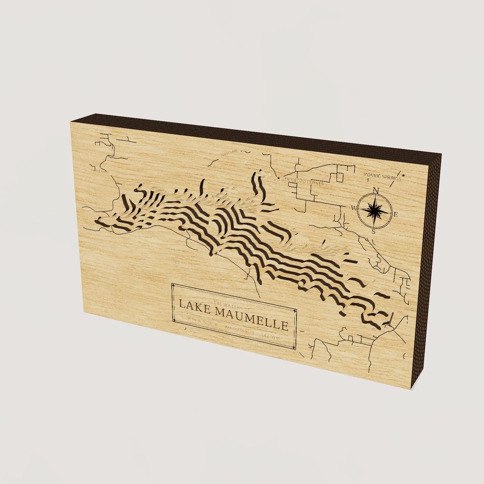 Lake Maumelle 3D wood map, hero view