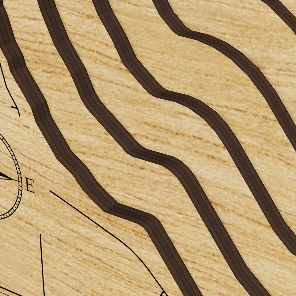 Lake Maxinkuckee 3D wood map, detail view