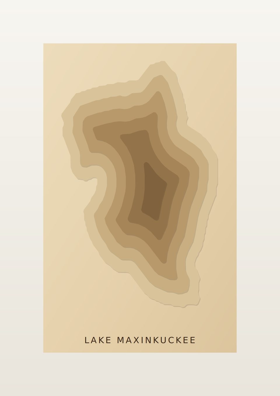 Lake Maxinkuckee 3D wood map, preview view