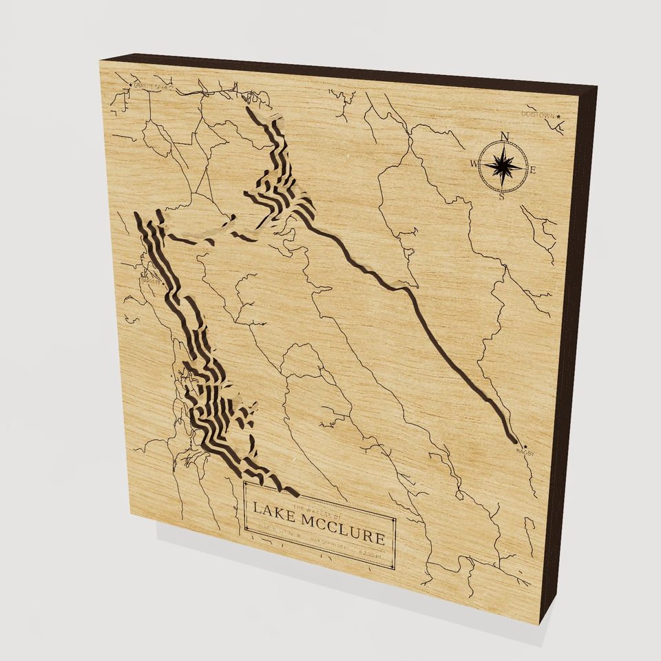 Lake McClure 3D wood map, hero view