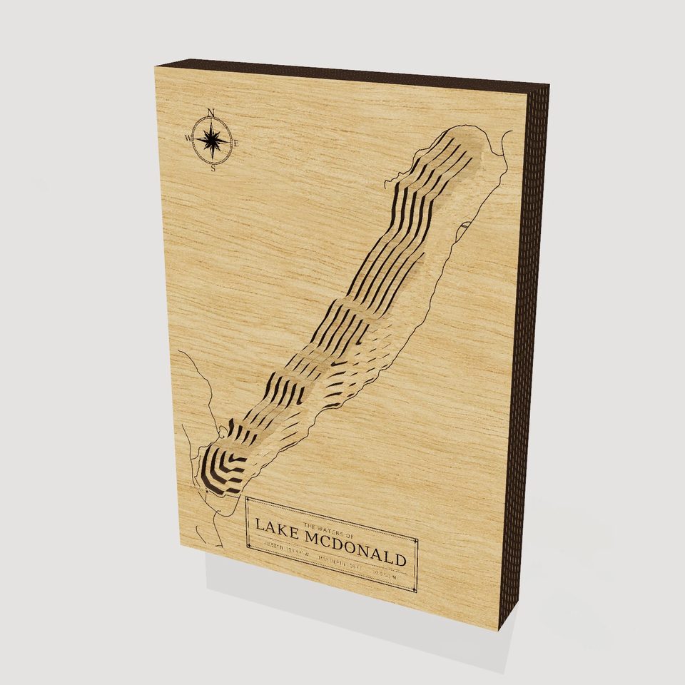 Lake McDonald 3D wood map, hero view