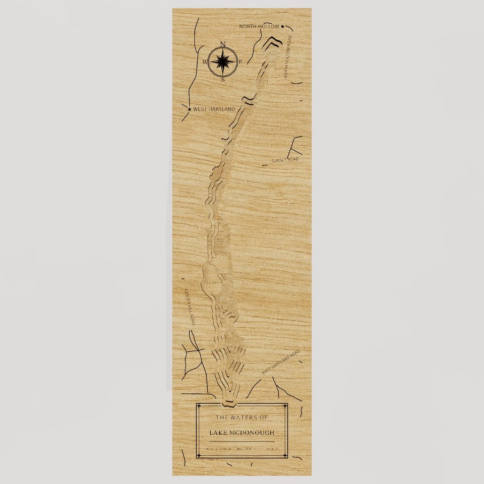 Lake McDonough 3D wood map, front view