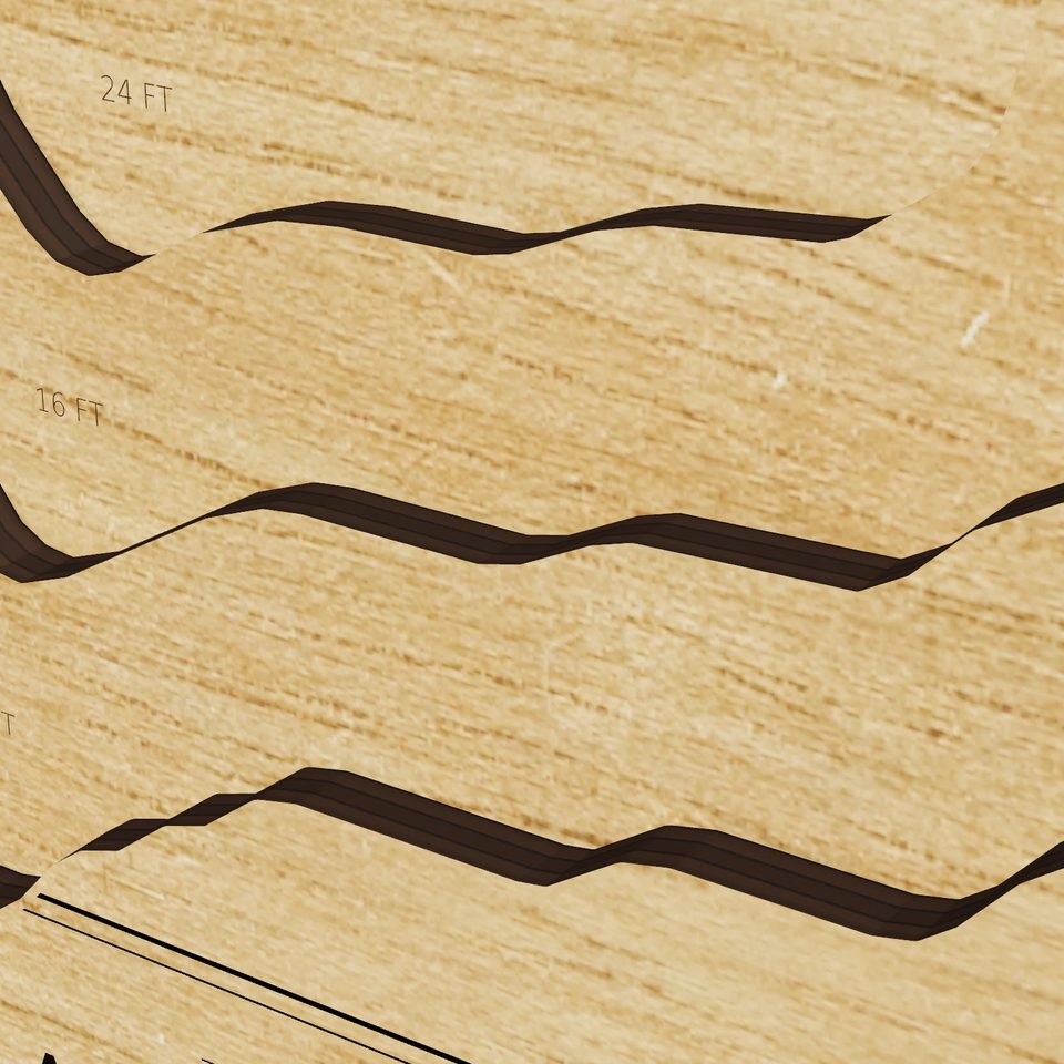 Lake McLeod 3D wood map, detail view