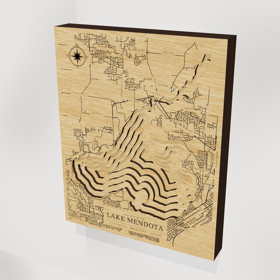 Lake Mendota 3D wood map, hero view